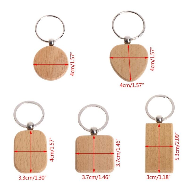 100 Blank Houten Houten Sleutelhanger Diy Houten Sleutelhanger Key Tag Anti-Verloren Hout Accessoires (Mixed)