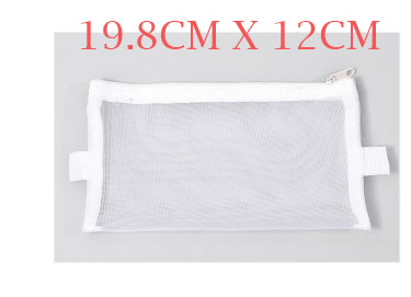 1 Pcs Pencil Case Simple Transparent Mesh Nylon Office Student Pencil Bag School Supplies High Capacity Pen Box: large white