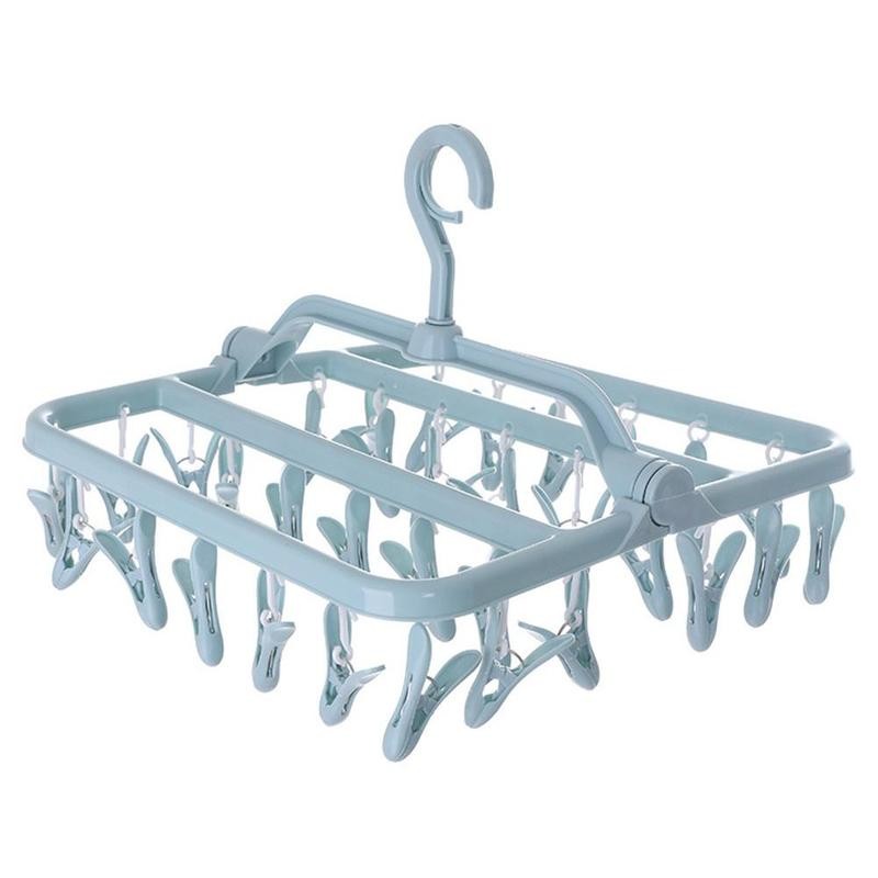 Opvouwbaar Multi Clip Hanger Plastic Huishoudelijke Winddicht Clip Sokken Ondergoed Multi-Poort Ondersteuning Hangers Voor Kleding Thuis