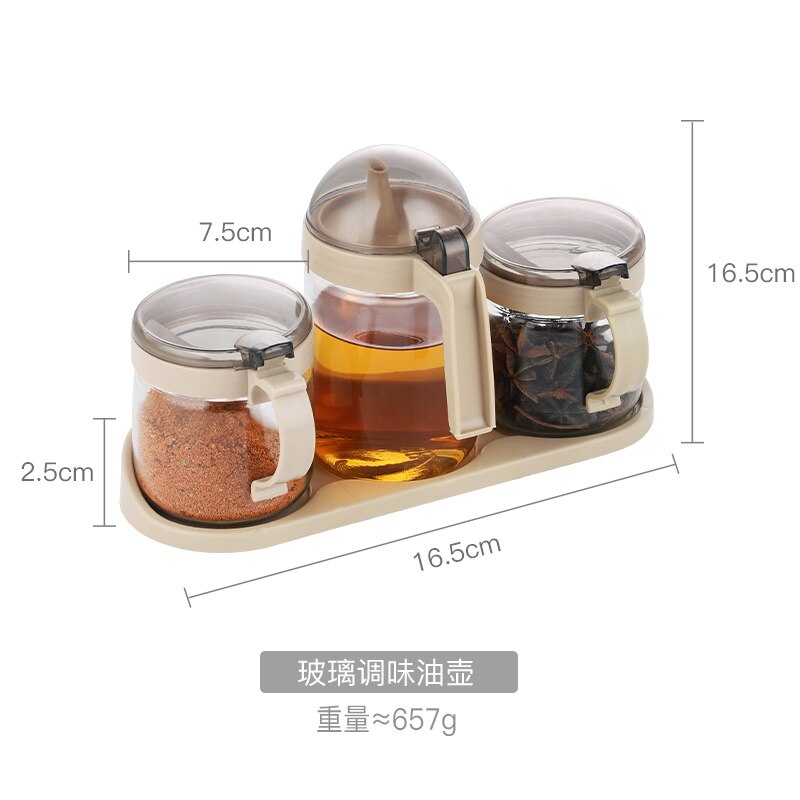 Minimalist Salt Spice Jars Set Glass Sugar Bowl Condiment Pepper Shakers Spice Container Set with Spoon Kitchen Gadget Sets: 3pcs style2