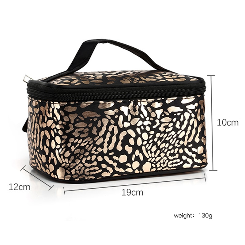 UOSC Waterproof Leopard Cosmetic Bag For Women Make Up Case Travel Clear Makeup Beauty Wash Organizer Bath Toiletry Storage Kit