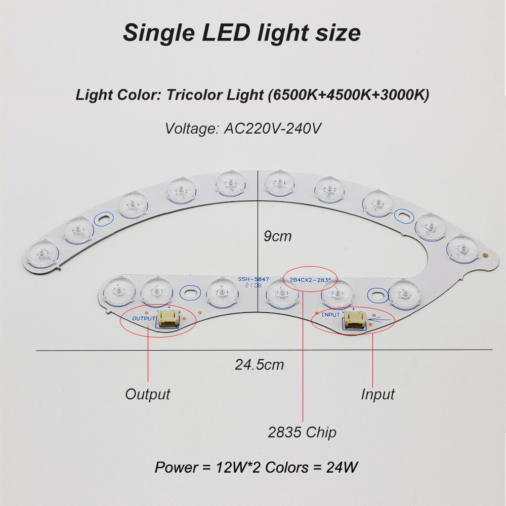 Led Module Lights Panel Led Lamp 220V Ceiling Lights Round Module Board 48W*2 Indoor For Room Ceiling Lamp Replacement Fixtures