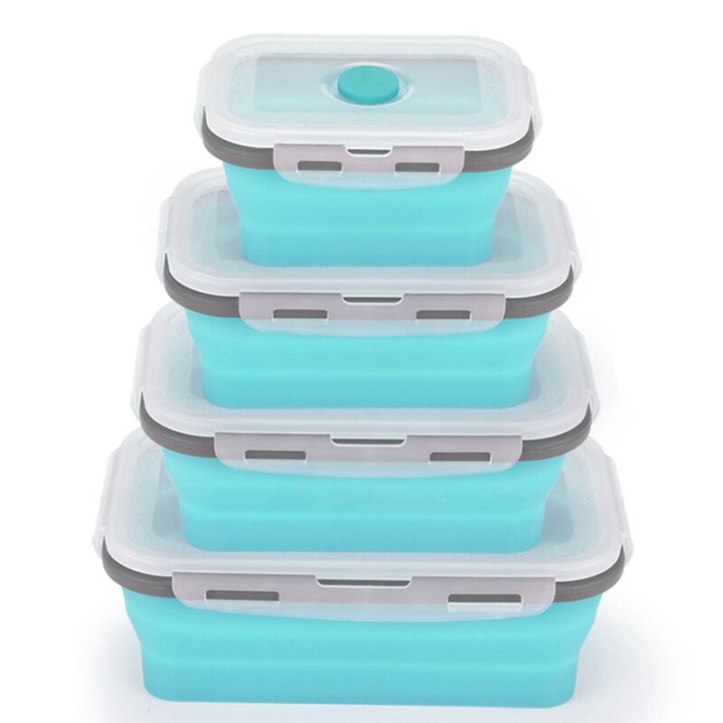 4 Stuks Set Opvouwbare Siliconen Voedsel Lunchbox Fruitsalade Opslag Voedsel Doos Container Servies Gunstig Lunchbox