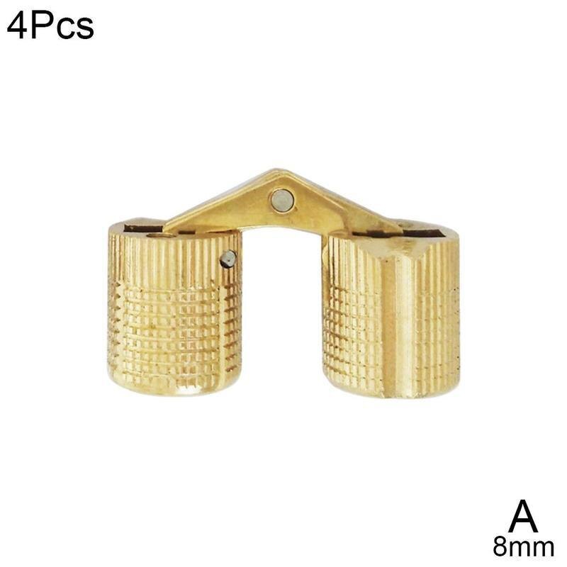 4pcs Barrel Hinge 8/10/12mm Copper Brass Furniture Hinges Cylindrical Hidden Cabinet Concealed Invisible Door Box Hinges: A