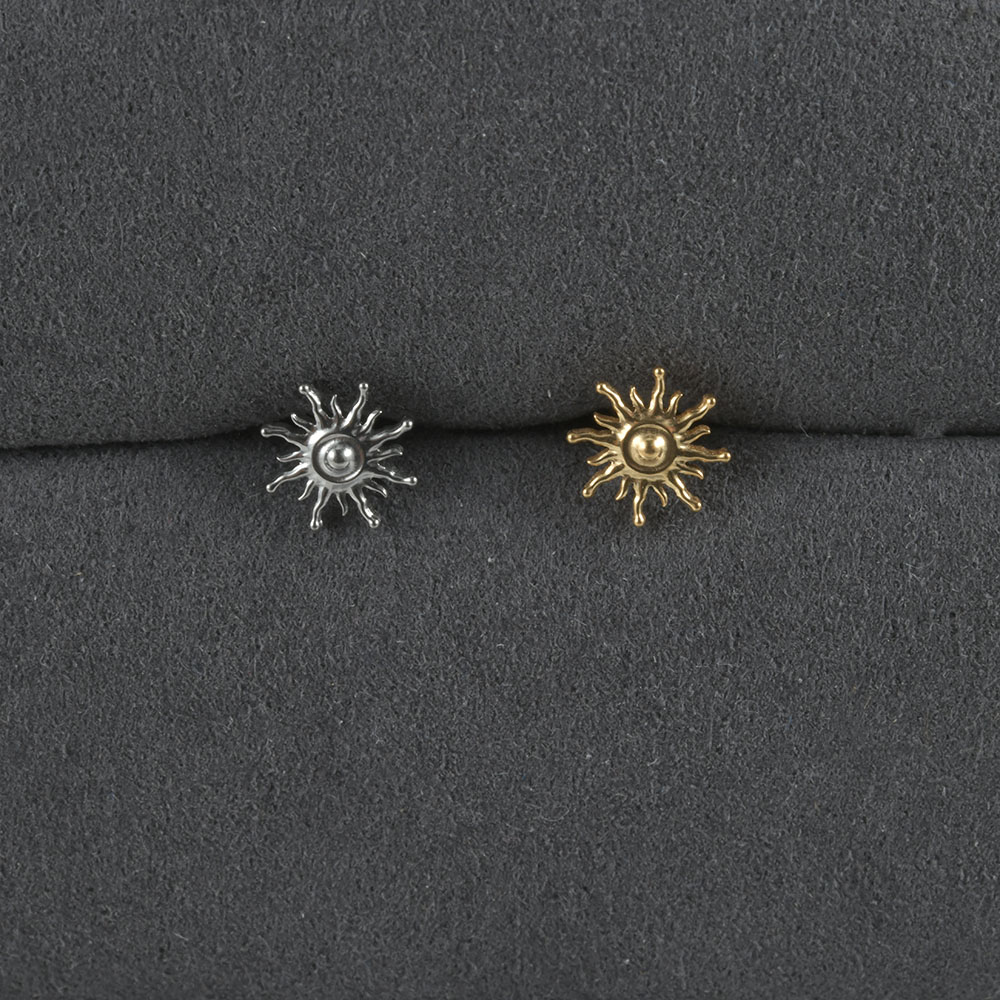 Pendientes de circonita para cartílago de titanio G23, forma redonda de sol, hélice con rosca interna Cz, joyería para Piercing en la oreja, Tragus, Labret, 1 ud.