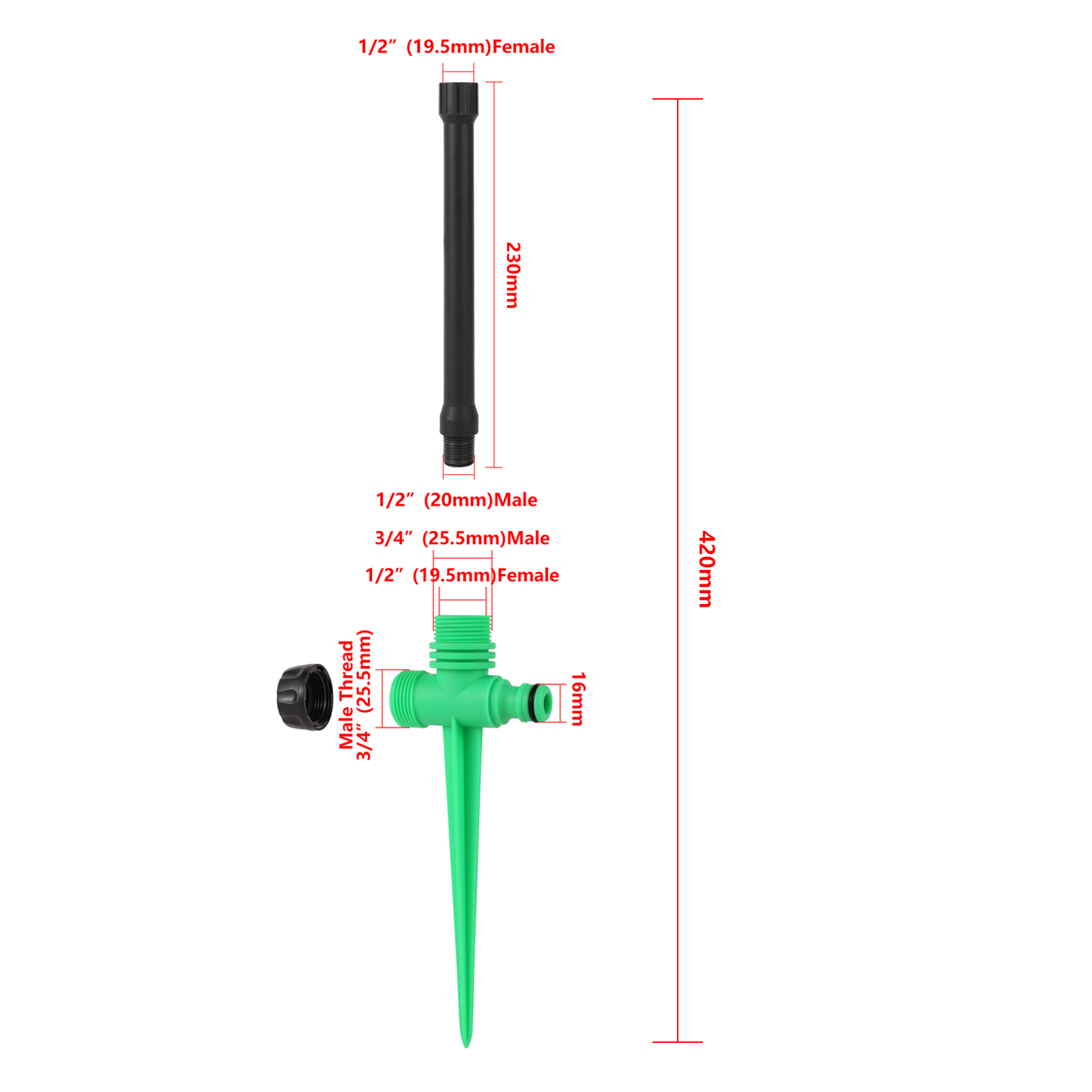 Arroseur d'arrosage de jardin à filetage mâle 1/2" 360 ° Buse d'irrigation rotative pour champ de fleurs de pelouse, arroseur rotatif oscillant: Bleu