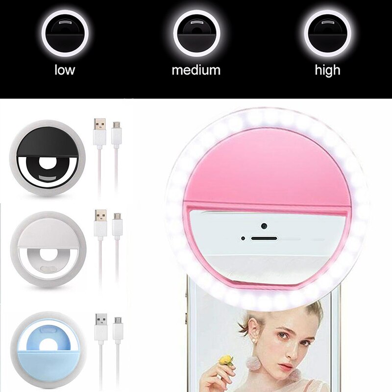 Recarregável 36 led selfie anel luz telefone flash preenchimento clipe para iphone samsung xiaomi huawei câmera fotografia ringlight lâmpada