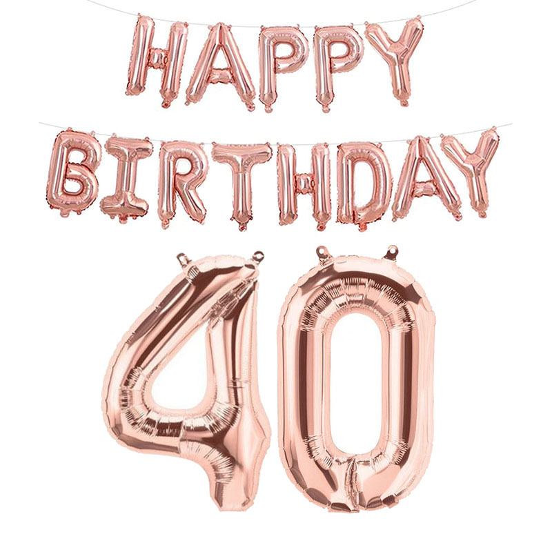 Globos de aluminio con números de feliz cumpleaños de oro rosa, decoraciones para fiestas para niños y adultos, niño y niña 10 11 14 15 18 25 30 35 40 50 60 70 años