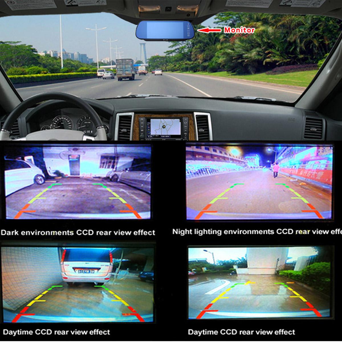 7" TFT LCD Rear View Mirror Monitor Display Fit Car Reverse Parking Rear View Camera
