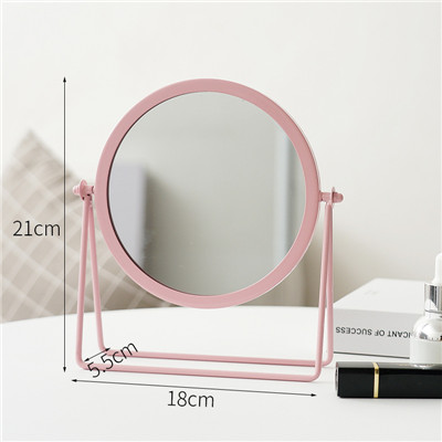 Stående drejeligt metal makeup spejl bord ornament bærbare jern kosmetiske dekorative spejle til piger: Rød