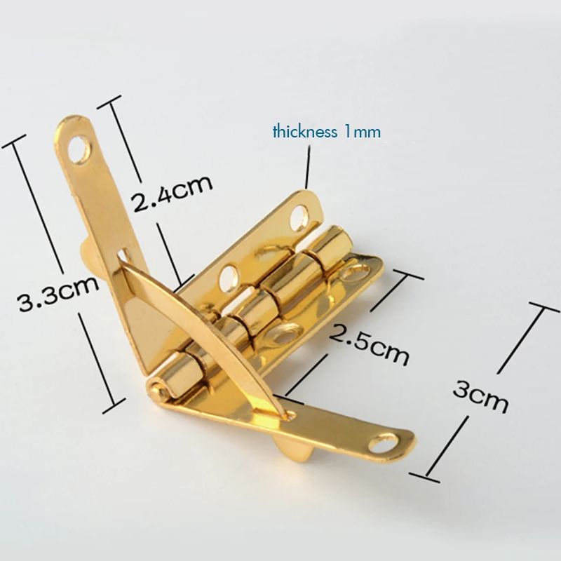 2 Teile/los Frühling Scharnier 90 Grad Winkel Unterstützung Scharnier Kleine Kasten Scharniere für Schmuck fallen Holz Deckel Tür Schließen-helle Gold, Bronze-