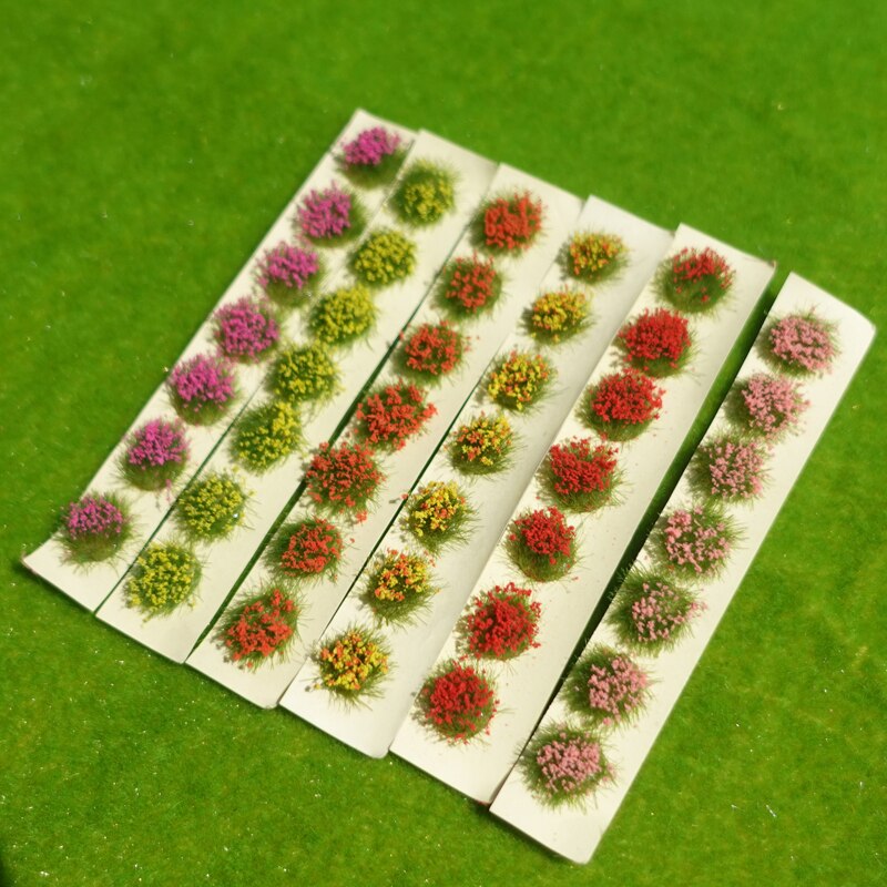1einstellen Miniatur Garten Dekor Statische Landschaft Modell Landschaft Wargame Gras Büschel DIY Gebäude Layout Sand Tabelle Blume Cluster: gemischt 6Stck