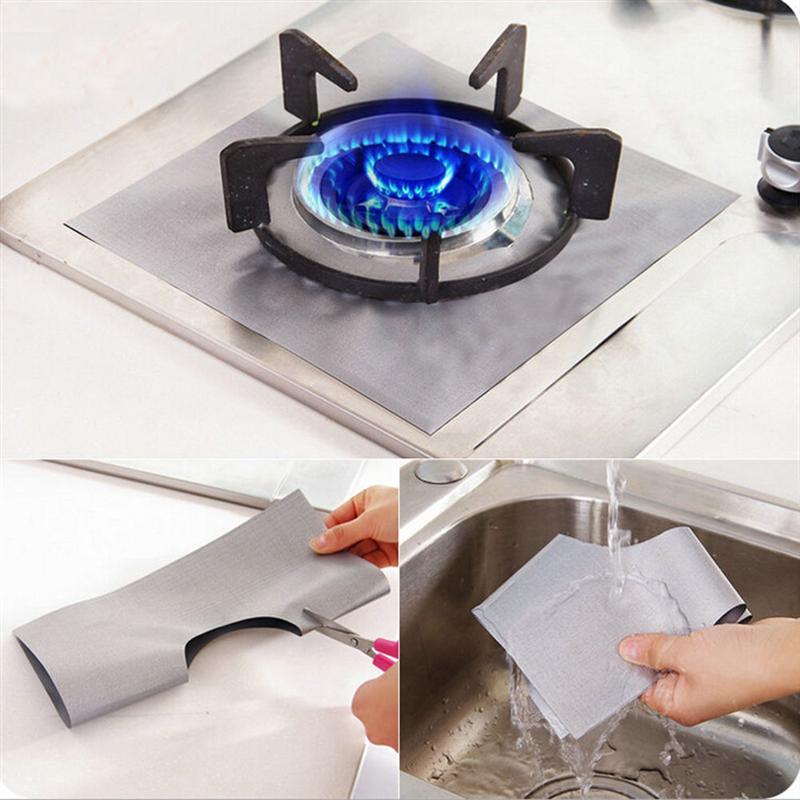 1pc Universal Oven Liner Gas Hob Protector Sheets Square Heat Resistant Burner Cooker Protector Washable Reusable Pad 27*27cm
