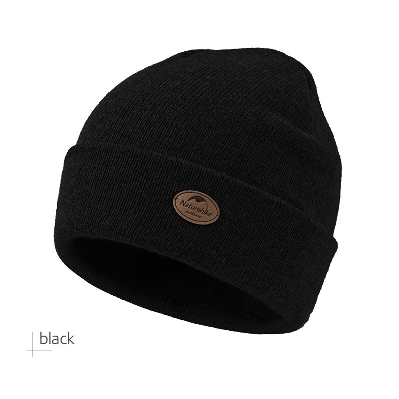 Naturehike-gorro cálido de lana para exteriores, gorro grueso de protección contra el frío, para invierno, montañismo y senderismo, NH19FS029: Black