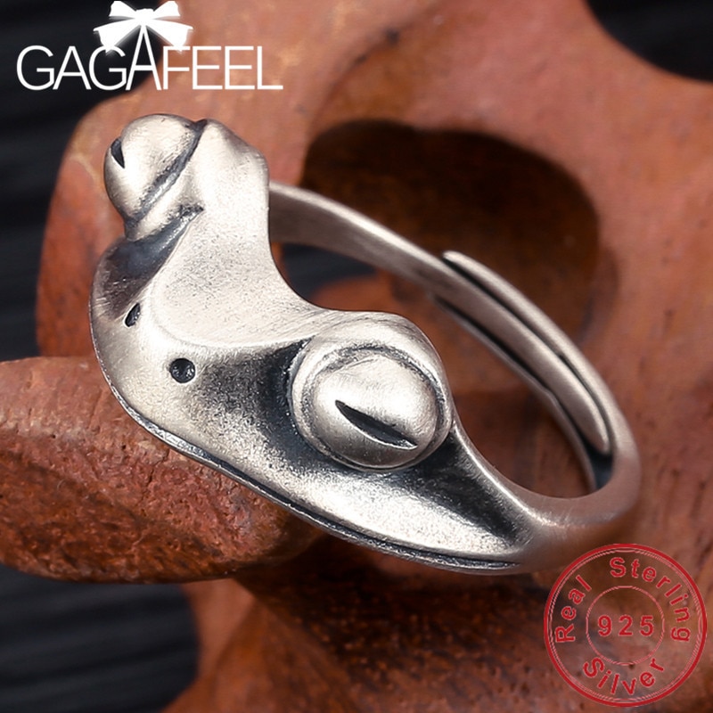 GAGAFEEL S925 Sterling Silver Frog Rings Open Ring Fine Jewelries for Women Female Top