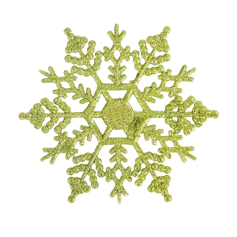 Pack Of 24/12/6 Pieces Snowflakes For Christmas Tree Decoration Blue Snowflakes With Bright Powder Winter Year Hanging Decor: Lemon yellow / 11cm