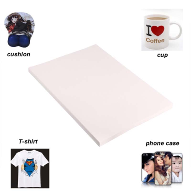 100 Sheets A4 Sublimation Heat Transfer Paper for Polyester Cotton T-Shirt Cushion Fabrics Cloth Mugs Phone Case Printing Desig