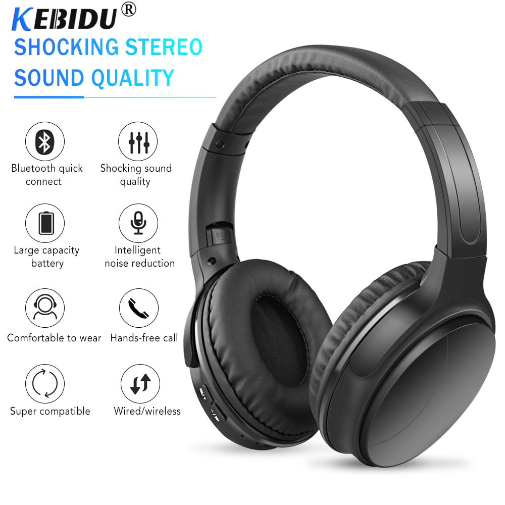 KEBIDU HK02 Draagbare Draadloze Hoofdtelefoon Bluetooth 5.0 Stereo MP3 Verstelbare Koptelefoon Met Mic Opvouwbare Headset Audio