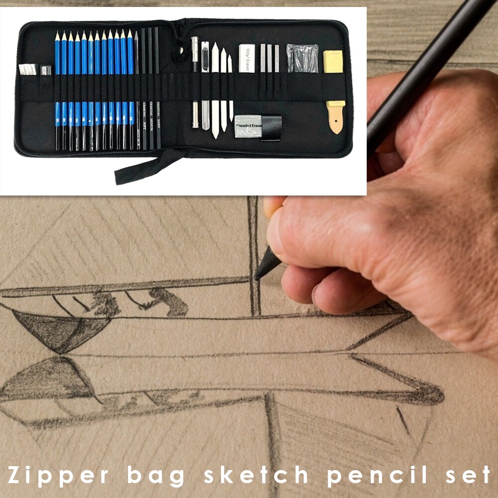 33pcs Sketch Pencil Set Sketching Drawing Kit Wood Pencil Zipper Case For Painter School Students Art Supplies