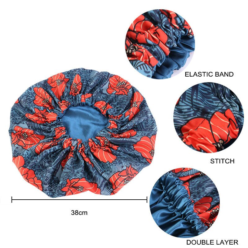 Bonnet de nuit extra large en tissu imprimé africain ankara, bonnet de nuit doublé en satin, chapeau de nuit pour femme, turban