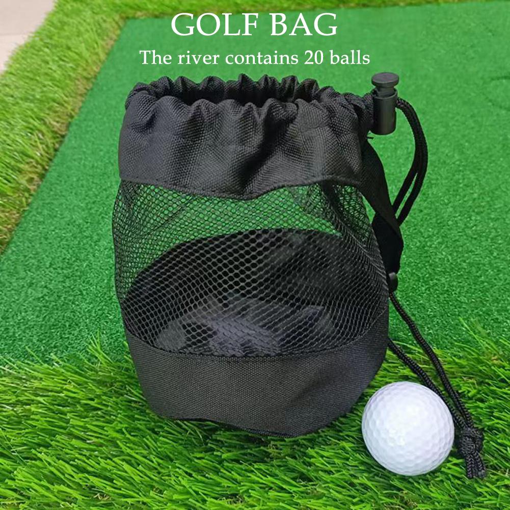 Mesh Golfbal Tassen Houder Opberg, Golf Accessoires Tennis Trekkoord Zakje Nylon Mesh Tas Zwarte Draagtas Golf Opbergtas