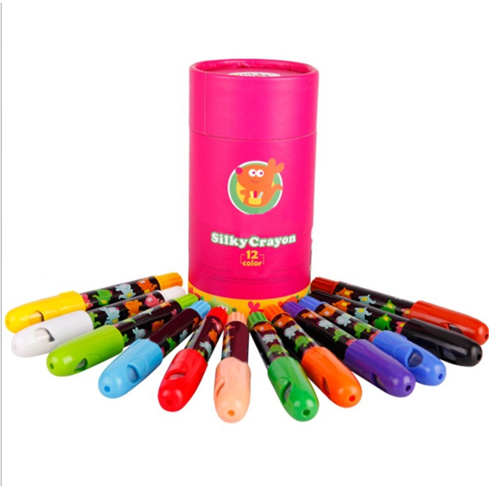 Silky Washable Easy Clean Non Toxic School Art Supplies Kids Coloring Portable Crayon Set For Toddlers Safe Stationery