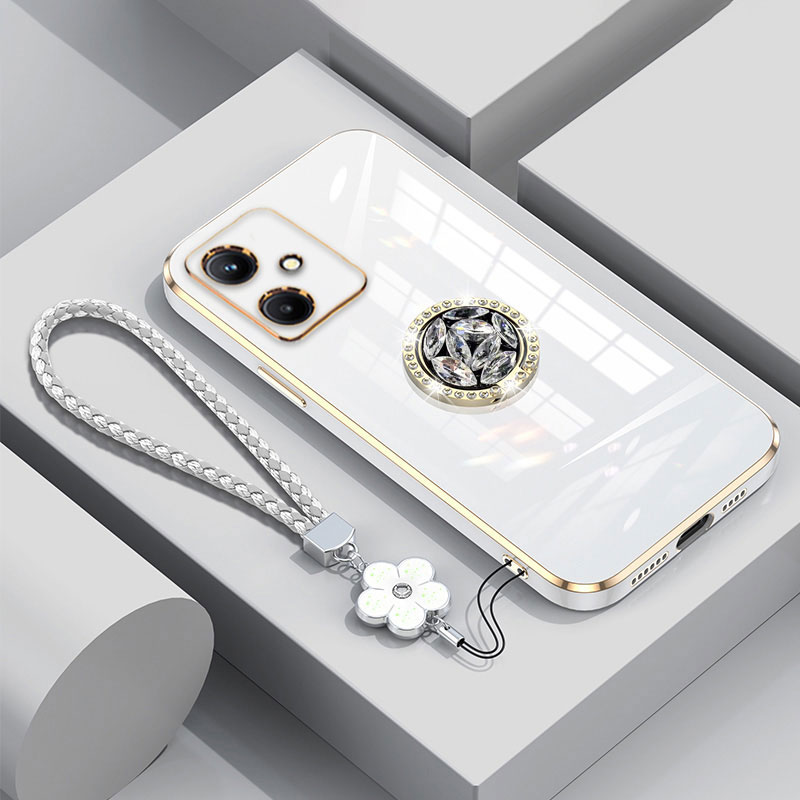 Moto G 54 84 53 Case with Lanyard,Luxury Diamond Holder Case For Motorola Moto G84 G54 5G G23 G13 G53 Cover Cases G42 Stand Ring: Nylon / Beige