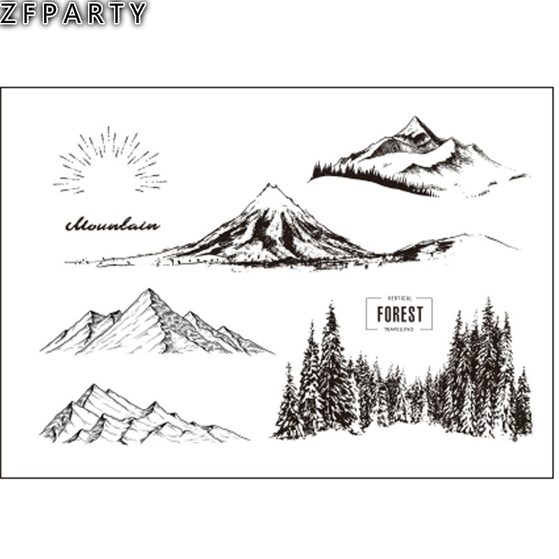 Zfparty skov bjerg gennemsigtig klar silikone stempel / segl til diy scrapbooking / fotoalbum dekorative kortfremstilling