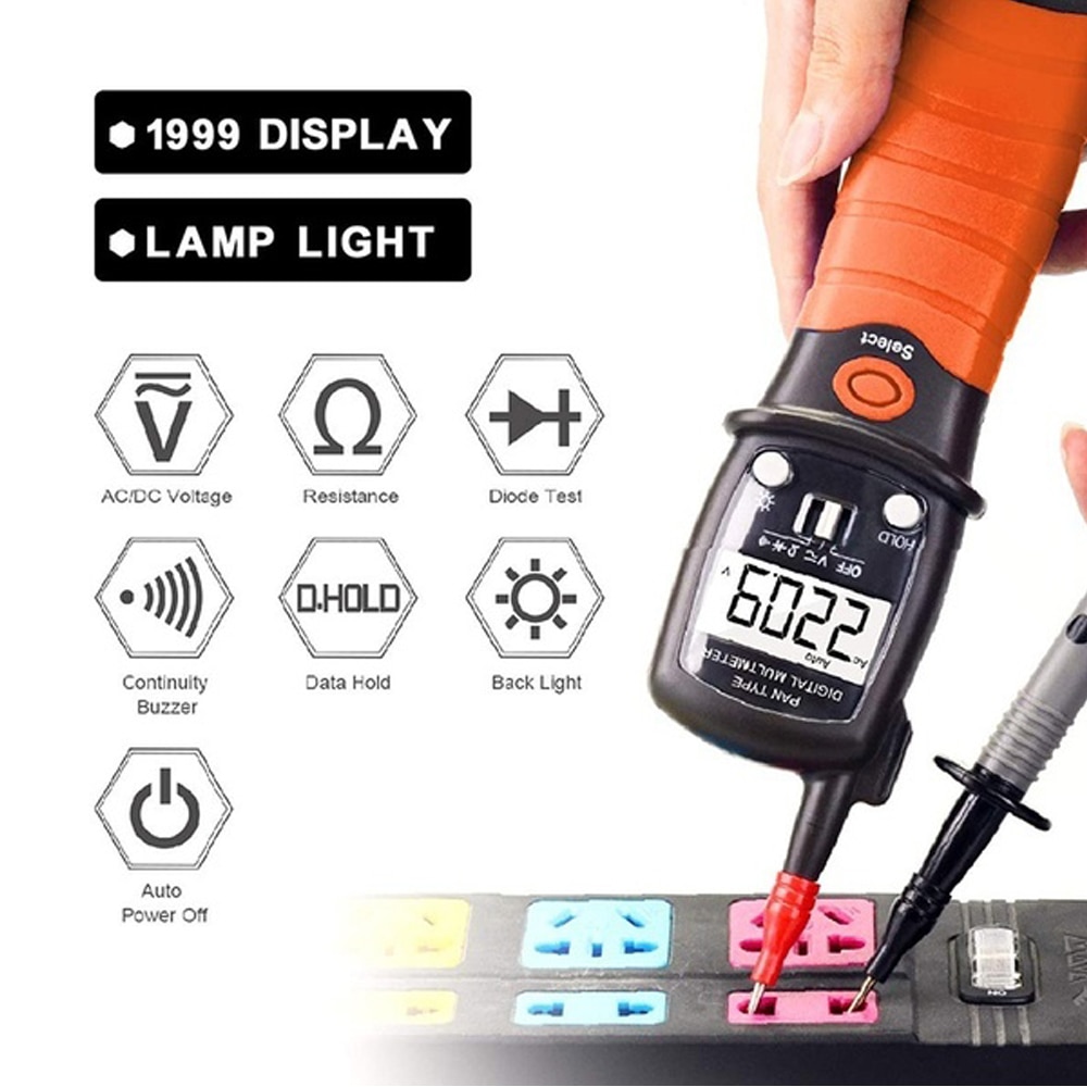 BTMETER-multímetro Digital BT-38B Tipo de rotulador con retroiluminación LCD, apagado automático para CC/CA, resistencia de diodo, prueba de continuidad