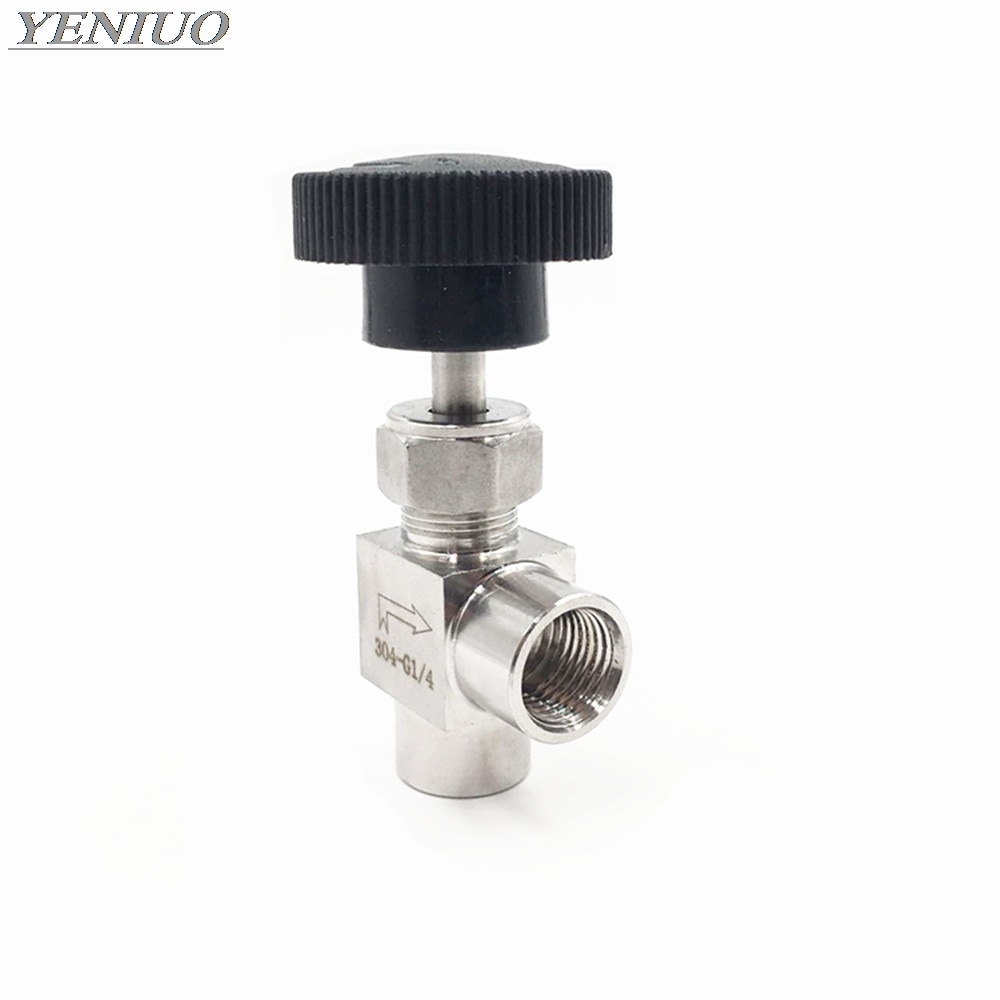 Needle valve Adjustable Needle Valve G1/8'' 1/4'' 3/8" 1/2" Female Thread Right Angle 90 degree SS304 For Water Gas Oil