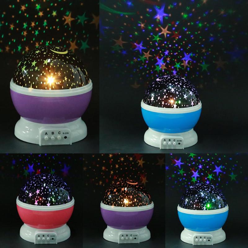 Led Night Light Projector Stars Sterrenhemel Maan Lamp Batterij Usb Kids Kinderen Slaapkamer Decor Projectie Lamp