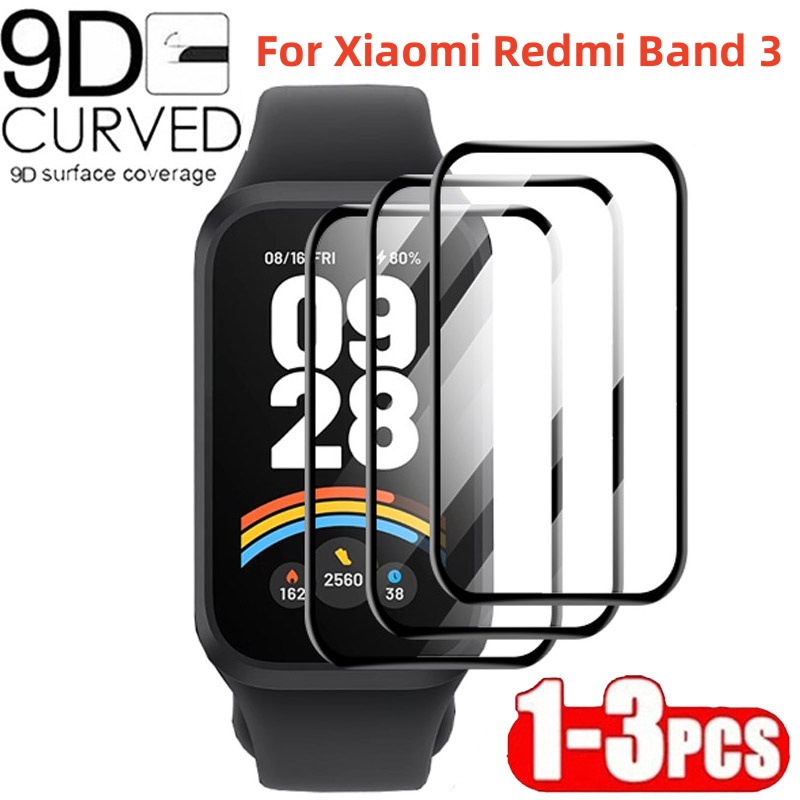 1-3PCS 3D Curved Screen Protector For Xiaomi Redmi Band 3/Mi Band 9 Active Soft HD Tempered Glass Film for Redmi Band 2 No Glass