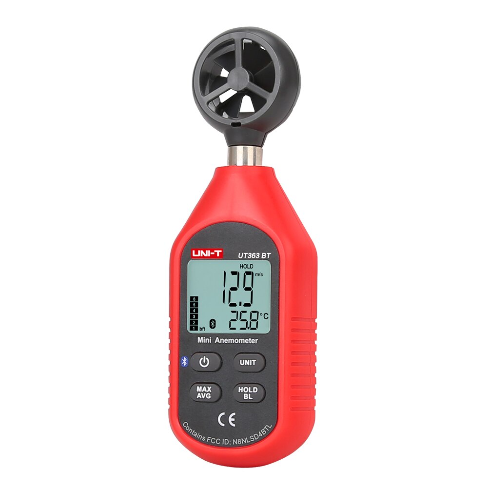 Lcd-scherm Bluetooth Wind Meter Met Thermometer Backlight Mini Batterij Aangedreven Zeilen Digitale Anemometer Windsurfen