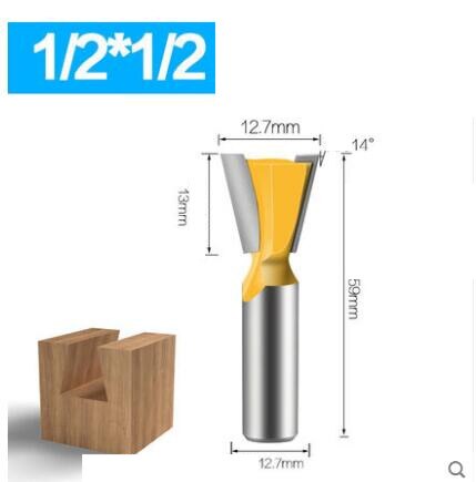 1pc 1/2" 1/4" Shank Rod Dovetail Router Bit Swallow Tail Woodworking Etching Milling Tools For Wood Cutter: 10