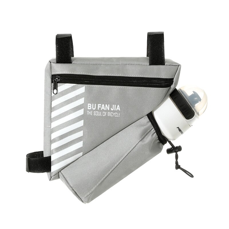 Bicycle riding bag Bicycle Bag Letter Print Triangle Storage Bag Multipurpose Saddle Bag for Bicycles with zipper bottle holder: Gray