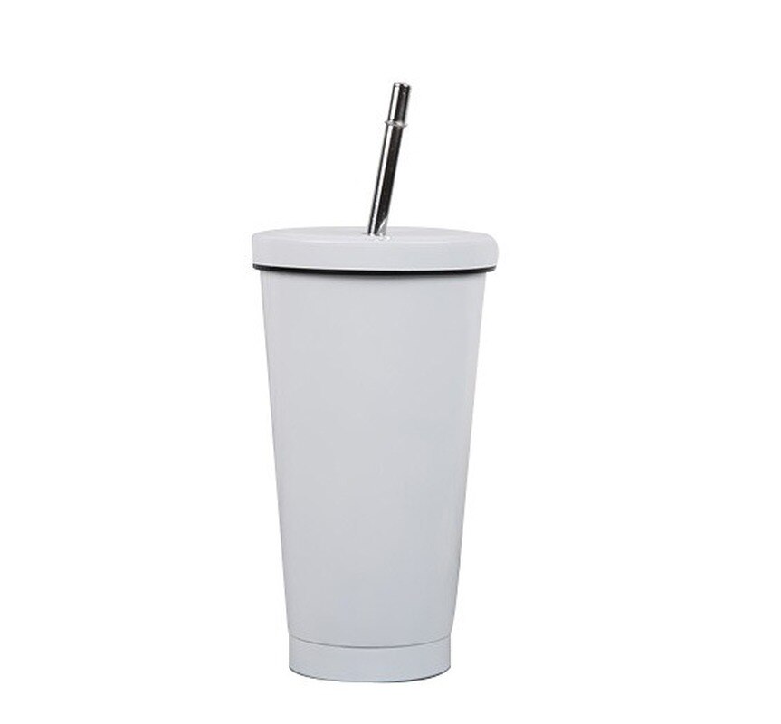 Rustfritt stål kaffekrus 500ml krus med lokk ølkrus til tekopp metallkopp drikke halm drikke halm reisekopper  wj826