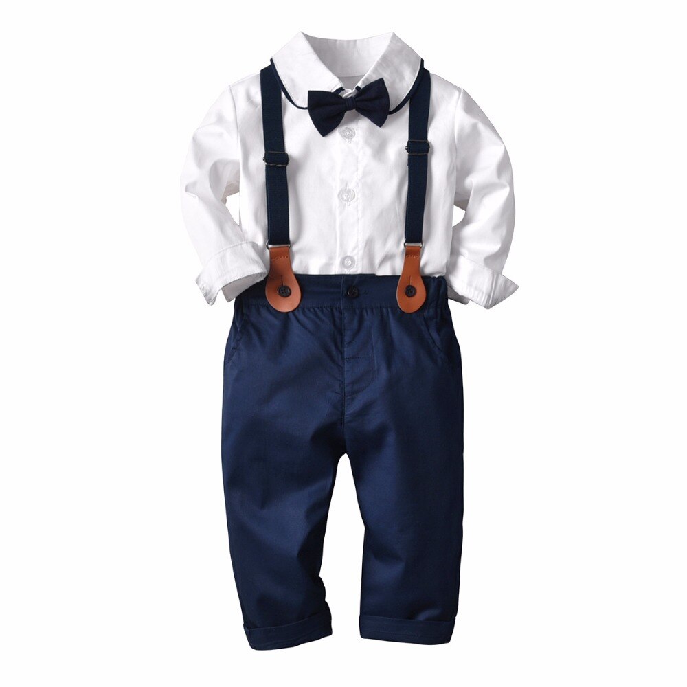 Bruiloft Overall Met Bowtie Schooluniform Baby Boy Suits Sets Formele KS-1887