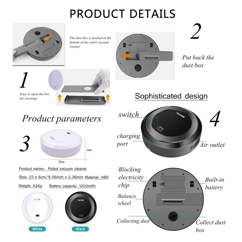 USB Charging Automatic Vacuum Cleaner Floor Sweepe... – Grandado