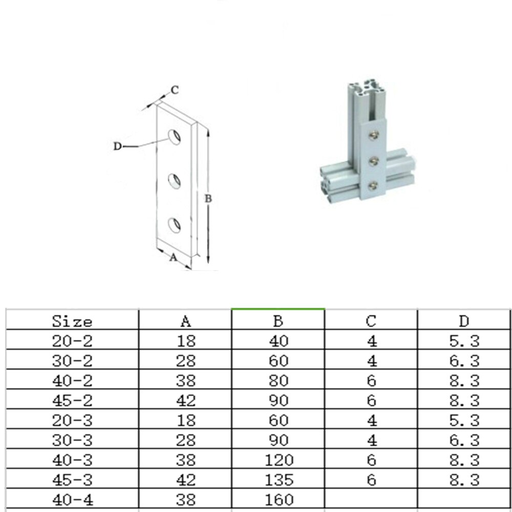 3d printer accessoire link einde parallel zij aan verticale verbinding verbinding hoek connector strip voor 3030 4040 4545 alum