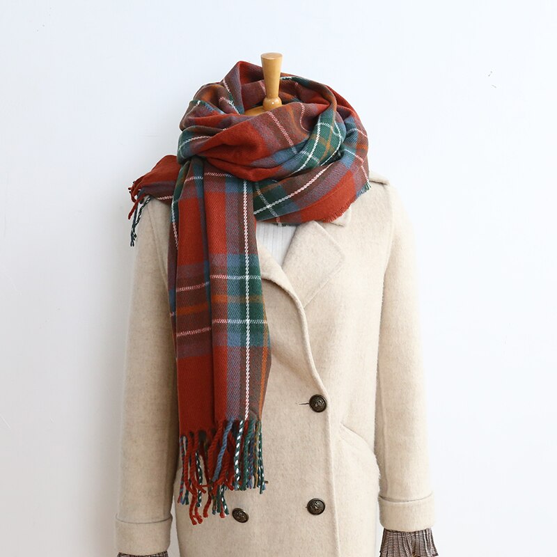 Bufanda de clásica para hombre y mujer, pañuelo de invierno a cuadros escoceses, cálido, informal, a la , de imitación de Cachemira, novedad de: 1