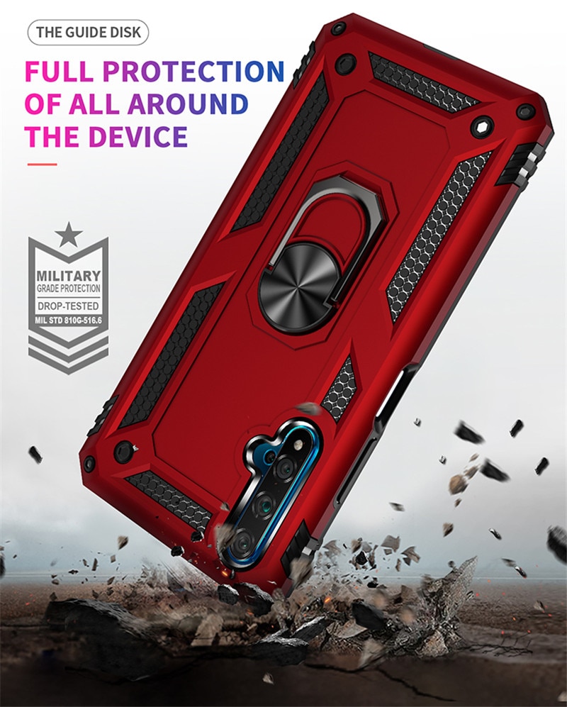 For Huawei Nova 5T Nova5T 5 T Case Magnet Car Ring Stand Holder Case for Huawei Honor 20 Honor20 Soft Silicone Bumper Case