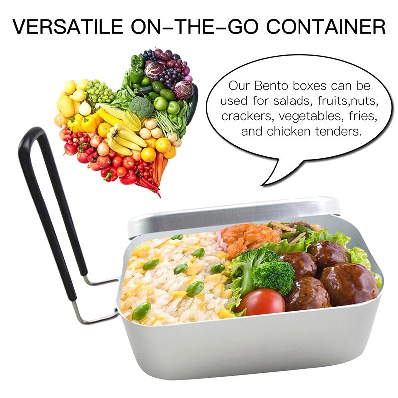 Aluminum Lunch Box with Handle Travel Portable Lightweight Thick Aluminum Case Lunch Box Kitchen Supplies