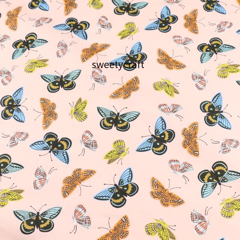 Tela de algodón con estampado de mariposas, tejido de 160x50cm por metros, material de costura artesanal, Sábana de sarga para ropa de cama de bebé