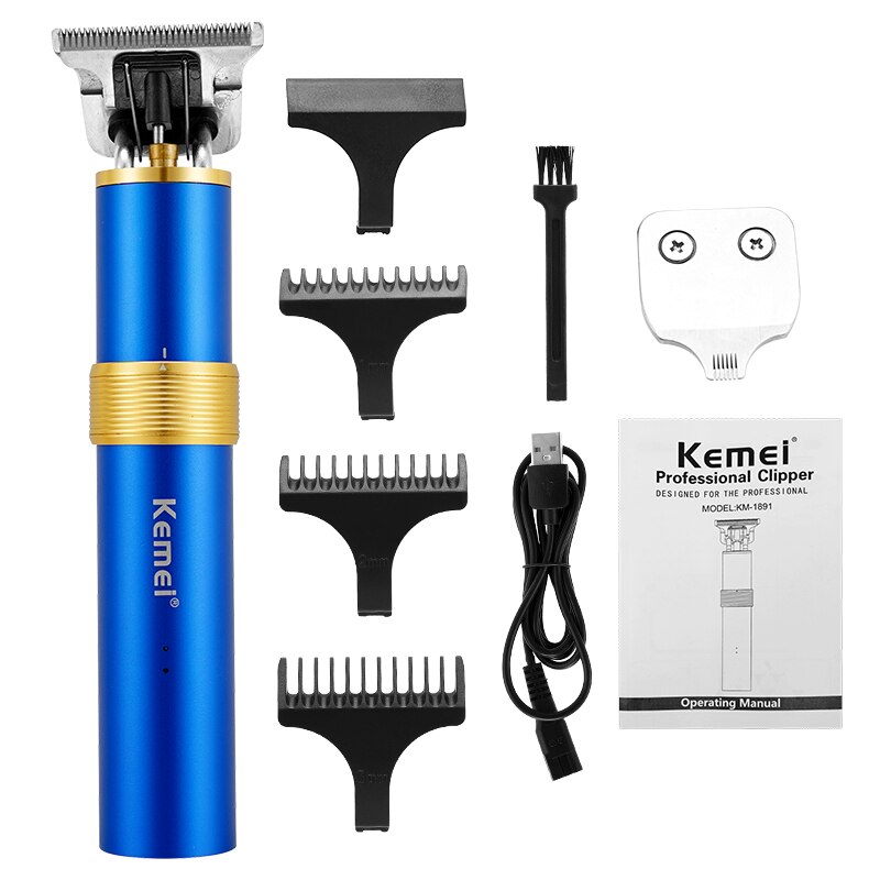 2 in 1 Hair Clipper Bart Nase Trimmer männer Barber USB Aufladbare Klinge 0mm Kahlen Haar Schneiden maschine: Blue-No Box