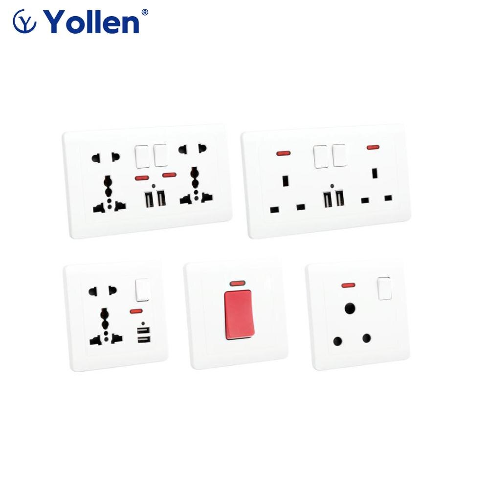 USB Power Socket, Many style Panel, Bedroom socket,AC110V-250V 13A Wall Embedded, Double usb Universal/UK/IN Standard Outlet