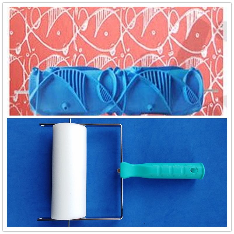 Rolo de pintura decoração ferramenta para o teste padrão de parede 7 &quot;escova de rolo de borracha conjunto 3d padrão papel parede sala decoração máquina paint150c: Roller with Handle
