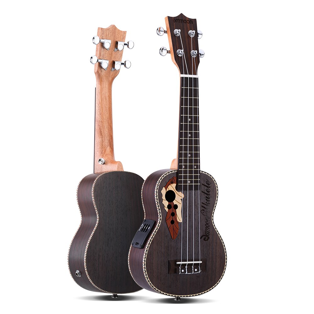 Ukelele acústico de picea ammoon de 21 ", Ukelele con bolsa de 15 trastes y 4 cuerdas, instrumento Musical con pastilla EQ integrada