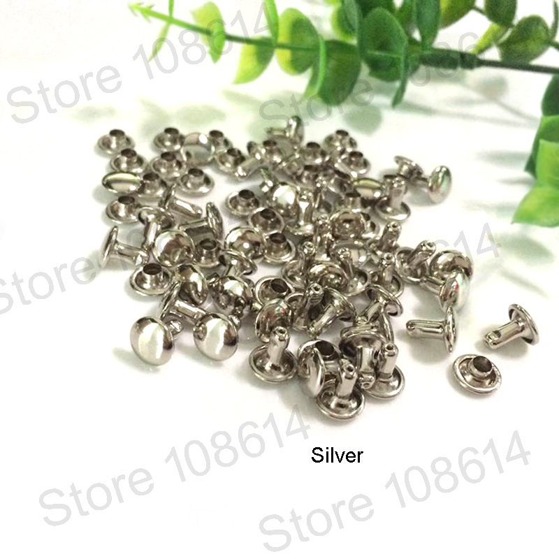 100Pcs DIY accessoires 6mm double-side klinknagels spike stud & spikes voor kledingstuk lederen accessoire Ronde platte spikes Kledingstuk Klinknagels