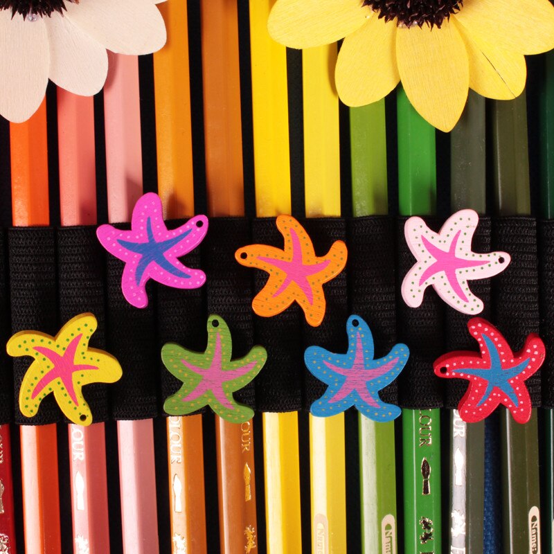 7pcs Beautiful Starfish Wood Push Pin Thumbtacks Decorative Diy Tack Pin for Cork Cartoon Photo Wall Pushpin Office Materials