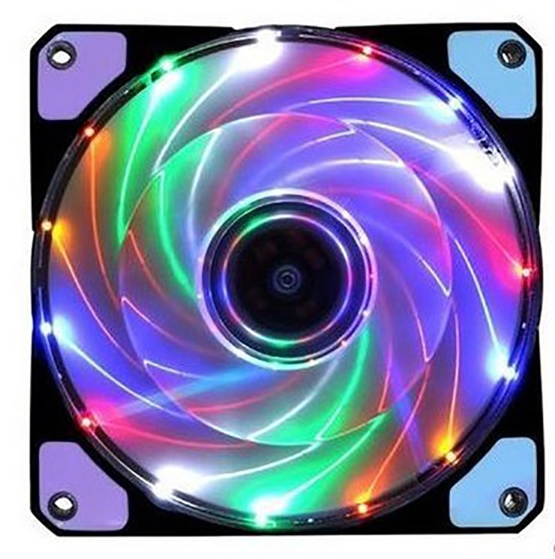 Fläkt kylfläns kylare 120mm st dator 16db ultra tyst 33 lysdioder fodral kylning anti-vibration gummi 12cm fläkt laptop tillbehör: Sju färg